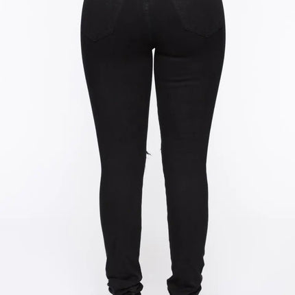 Women Bottoms High Waist Slim Ripped Hole Jeans - Women Bottoms - Logami - Mad Fly Essentials