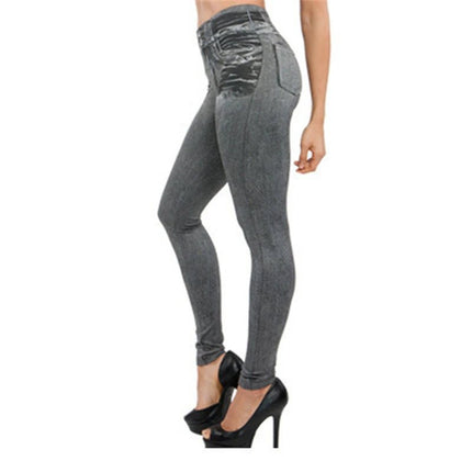Women Bottoms Push Up Seamless Faux Denim Leggings - Women Bottoms - Avalokite - Mad Fly Essentials