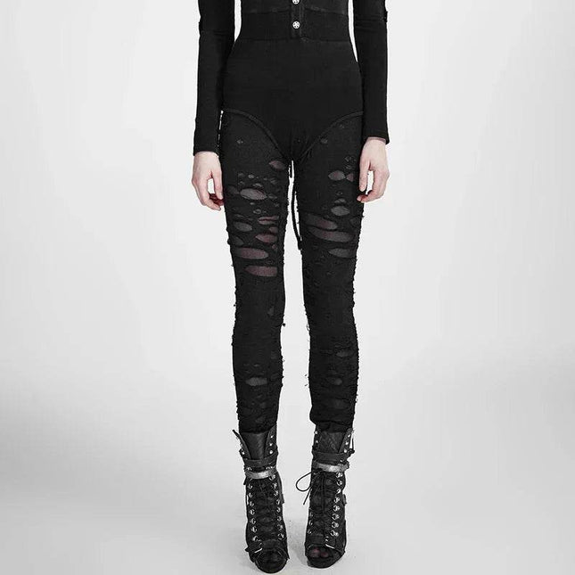 Women Broken Mesh Gothic Leggings - Leggings - Punk Rave - Mad Fly Essentials