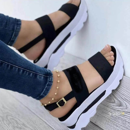 Women Buckle Strap Fashion Wedge Sandals - Sandals - BKLD - Mad Fly Essentials