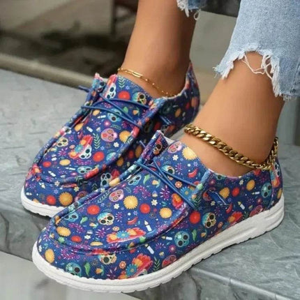 Women Canvas Lace Floral Boat Loafers - Loafers - Johnature - Mad Fly Essentials
