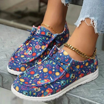 Women Canvas Lace Floral Boat Loafers - Loafers - Johnature - Mad Fly Essentials