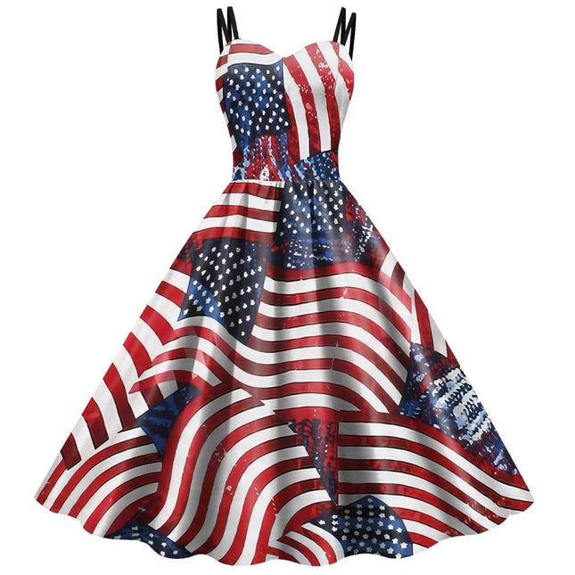 Women Carnival Seasonal Flag Pattern Party Dress - Party Dress - You're My Secret - Mad Fly Essentials
