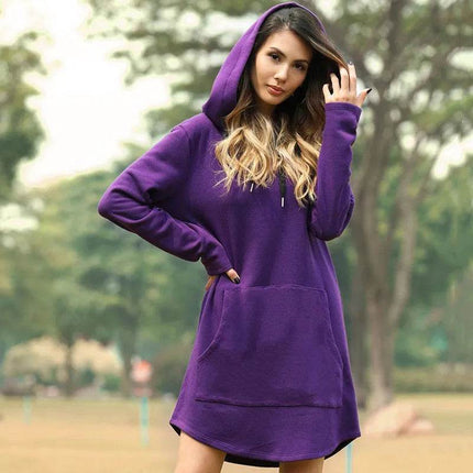 Women Casual Pocket Oversized Hoodie Midi Dress - MIDI Dress - Jocoo Jolee - Mad Fly Essentials