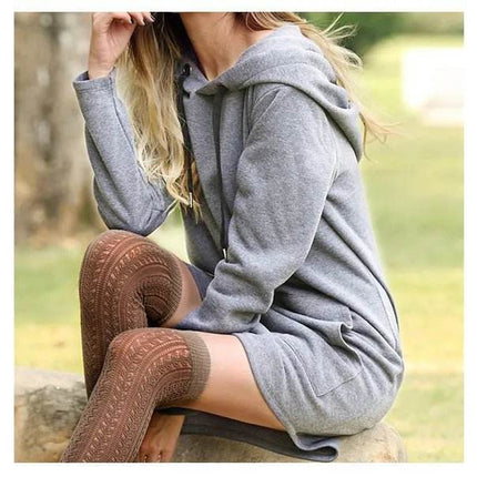 Women Casual Pocket Oversized Hoodie Dress - Mad Fly Essentials