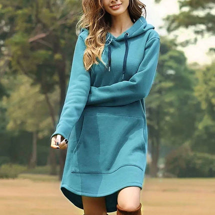 Women Casual Pocket Hoodie Midi Dress – Mad Fly Essentials