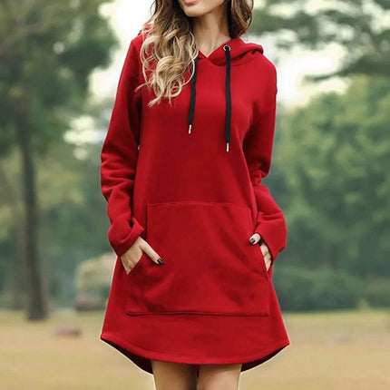 Women Casual Pocket Oversized Hoodie Midi Dress - MIDI Dress - Jocoo Jolee - Mad Fly Essentials