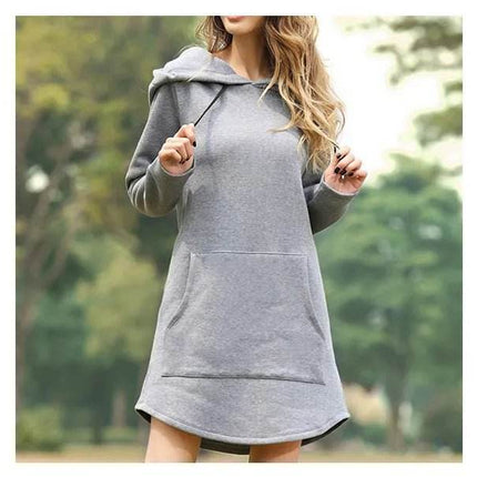 Women Casual Pocket Oversized Hoodie Midi Dress - MIDI Dress - Jocoo Jolee - Mad Fly Essentials