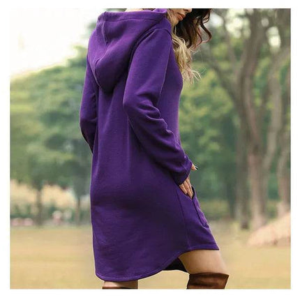 Women Casual Pocket Oversized Hoodie Midi Dress - MIDI Dress - Jocoo Jolee - Mad Fly Essentials