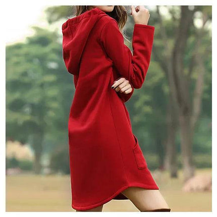 Women Casual Pocket Oversized Hoodie Midi Dress - MIDI Dress - Jocoo Jolee - Mad Fly Essentials