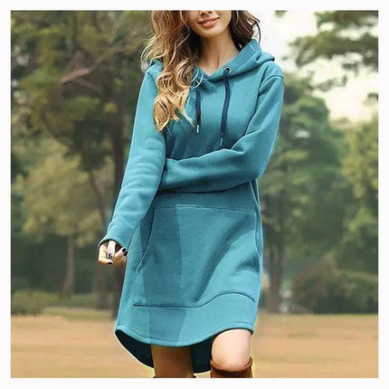 Women Casual Pocket Oversized Hoodie Midi Dress - MIDI Dress - Jocoo Jolee - Mad Fly Essentials