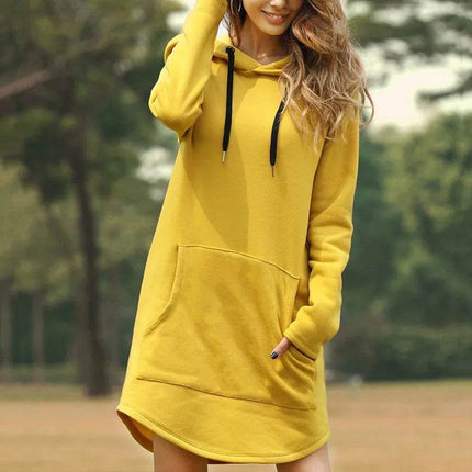 Women Casual Pocket Oversized Hoodie Dress - Mad Fly Essentials