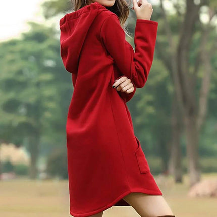 Women Casual Pocket Oversized Hoodie Midi Dress - MIDI Dress - Jocoo Jolee - Mad Fly Essentials
