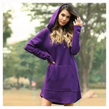 Women Casual Pocket Oversized Hoodie Midi Dress - MIDI Dress - Jocoo Jolee - Mad Fly Essentials