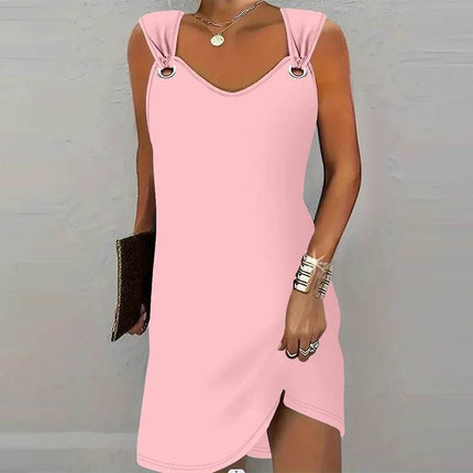 Women Casual Solid Sleeveless Summer Mini Dress - Mini Dress - Lily - Mad Fly Essentials