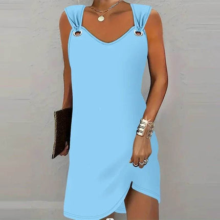 Women Casual Solid Sleeveless Summer Mini Dress - Mini Dress - Lily - Mad Fly Essentials