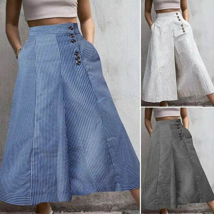 Women Casual Striped High Waist Flare Harem Pants - Harem Pants - Celmia - Mad Fly Essentials