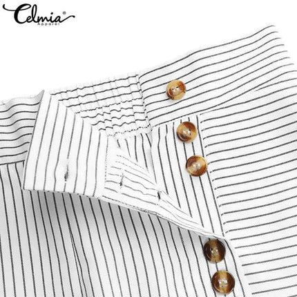 Women Casual Striped High Waist Flare Harem Pants - Harem Pants - Celmia - Mad Fly Essentials