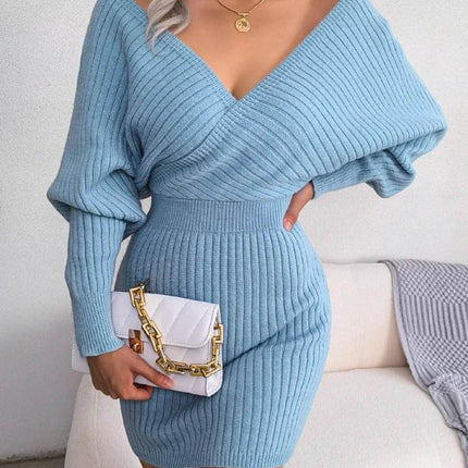 Women Casual White Bodycon Sweater Dress - Sweater Dress - LUSMAY - Mad Fly Essentials