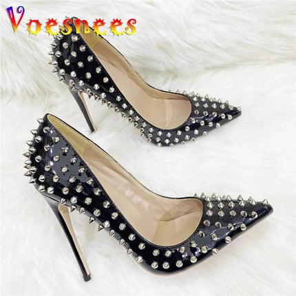 Women Celebrity Star Rivets 12cm Pump High Heels - High Heels - Voesnees - Mad Fly Essentials