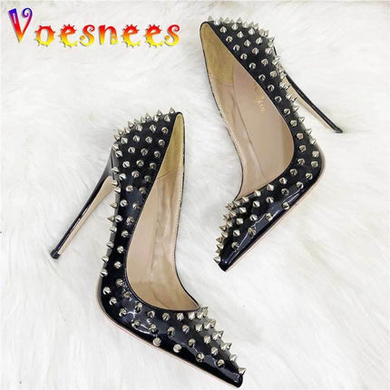 Women Celebrity Star Rivets 12cm Pump High Heels - High Heels - Voesnees - Mad Fly Essentials