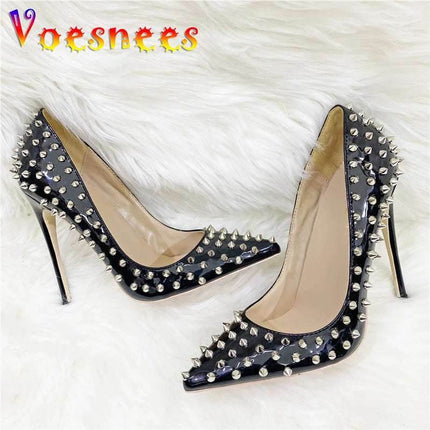 Women Celebrity Star Rivets 12cm Pump High Heels - High Heels - Voesnees - Mad Fly Essentials