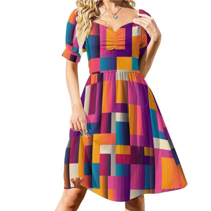 Women Checkered Pattern Midi Party Dress - Party Dress - Cute Sphere - Mad Fly Essentials