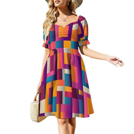 Women Checkered Pattern Midi Party Dress - Party Dress - Cute Sphere - Mad Fly Essentials