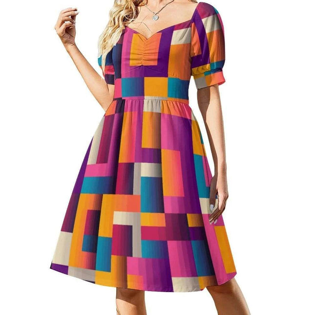 Women Checkered Pattern Midi Party Dress - Party Dress - Cute Sphere - Mad Fly Essentials