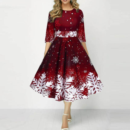 Women Christmas Snowflake Party Dress - Party Dress - Chrleisure - Mad Fly Essentials