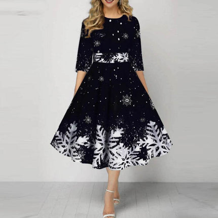 Women Christmas Snowflake Party Dress - Party Dress - Chrleisure - Mad Fly Essentials