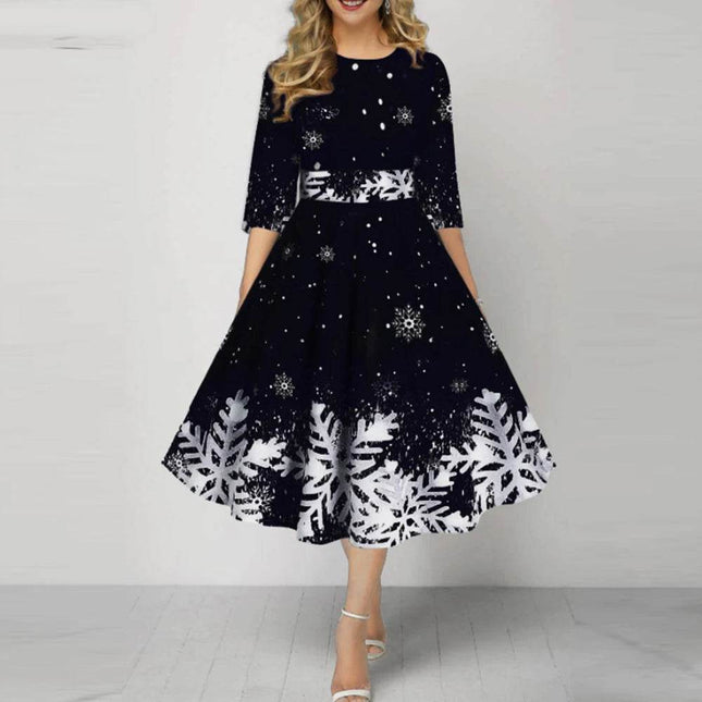 Women Christmas Snowflake Party Dress - Party Dress - Chrleisure - Mad Fly Essentials