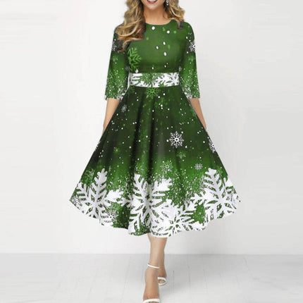 Women Christmas Snowflake Party Dress - Party Dress - Chrleisure - Mad Fly Essentials