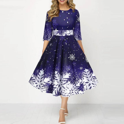 Women Christmas Snowflake Party Dress - Party Dress - Chrleisure - Mad Fly Essentials