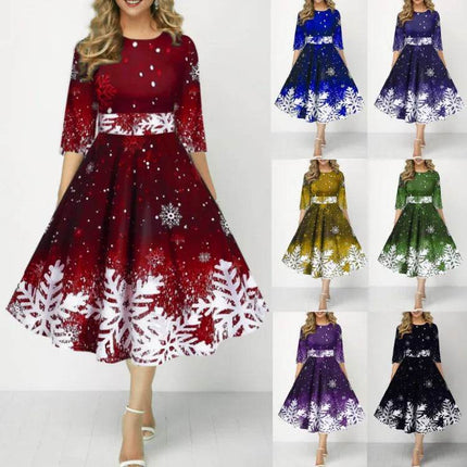 Women Christmas Snowflake Party Dress - Party Dress - Chrleisure - Mad Fly Essentials