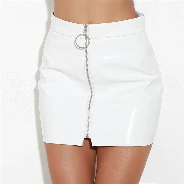 Women Circular Zip Short Leather Mini Skirt - Mini Skirt - Adogirl - Mad Fly Essentials