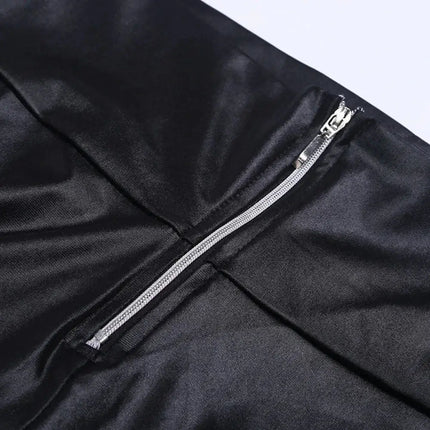 Women Clubwear Leather High Waist Black Leggings - Leggings - Sexy Goddess - Mad Fly Essentials