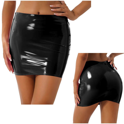 Women Clubwear Solid Color Leather Mini Skirt Party Wear - Women Clubwear - iEFiEL - Mad Fly Essentials