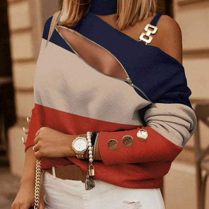 Cold Shoulder Marble Print Women Blouse - Women Blouse - Dream Girl - Mad Fly Essentials