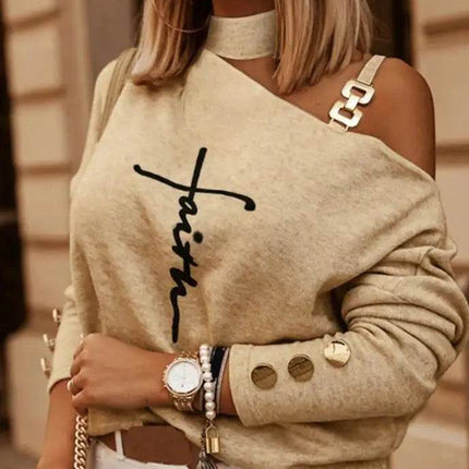 Women Cold Shoulder Marble Print Blouse - Mad Fly Essentials