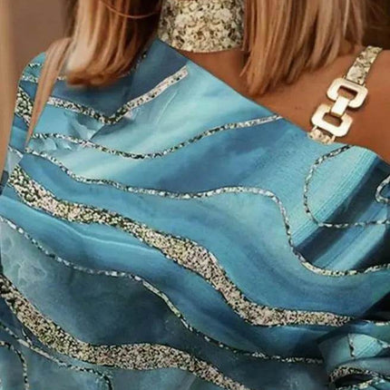 Cold Shoulder Marble Print Women Blouse - Women Blouse - Dream Girl - Mad Fly Essentials