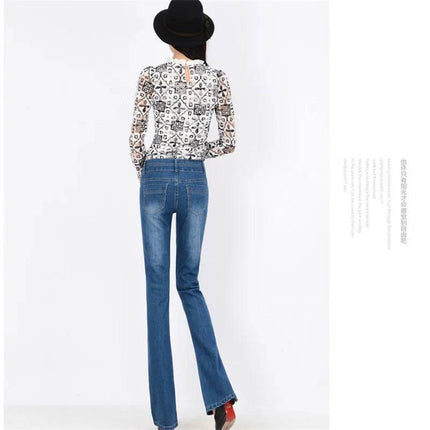 Women Cowboy High Waist Flare Denim Jeans - Jeans - LEIJIJEANS - Mad Fly Essentials