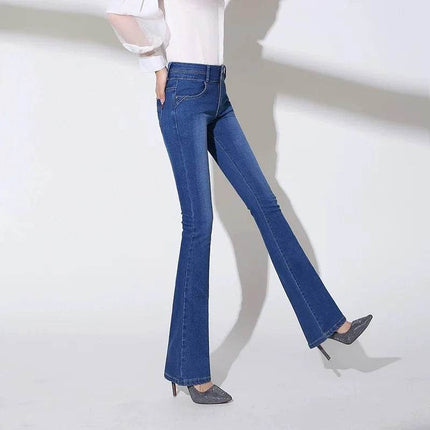 Women Cowboy High Waist Flare Denim Jeans - Jeans - LEIJIJEANS - Mad Fly Essentials