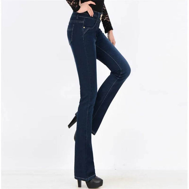 Women Cowboy High Waist Flare Denim Jeans - Jeans - LEIJIJEANS - Mad Fly Essentials