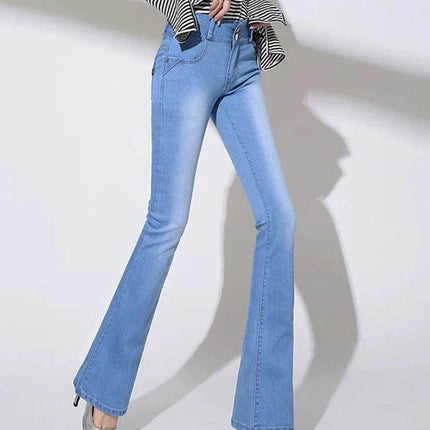Women Cowboy High Waist Flare Denim Jeans - Jeans - LEIJIJEANS - Mad Fly Essentials