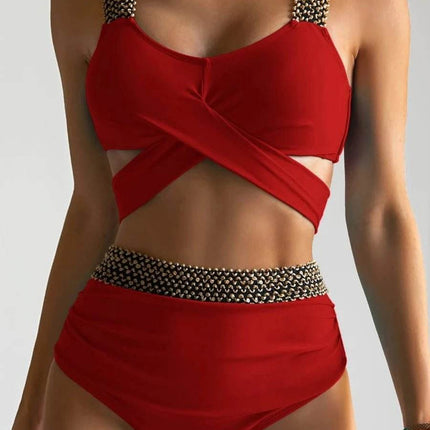 Women Criss Cross Halter Bikini Swimwear Set - Mad Fly Essentials