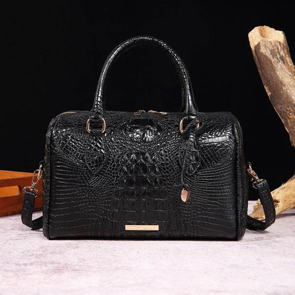Women Crocodile Embossed Boston Satchel Handbag - Handbag - Miescher Kora - Mad Fly Essentials