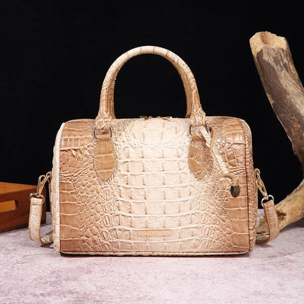 Women Crocodile Embossed Boston Satchel Handbag - Handbag - Miescher Kora - Mad Fly Essentials
