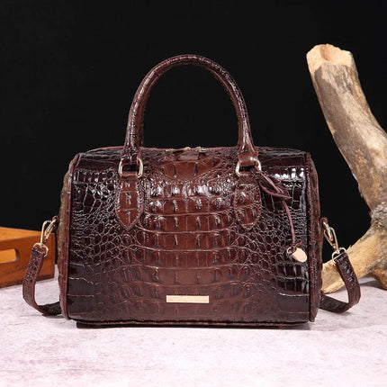 Women Crocodile Embossed Boston Satchel Handbag - Handbag - Miescher Kora - Mad Fly Essentials