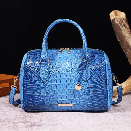 Women Crocodile Embossed Boston Satchel Bag - Mad Fly Essentials